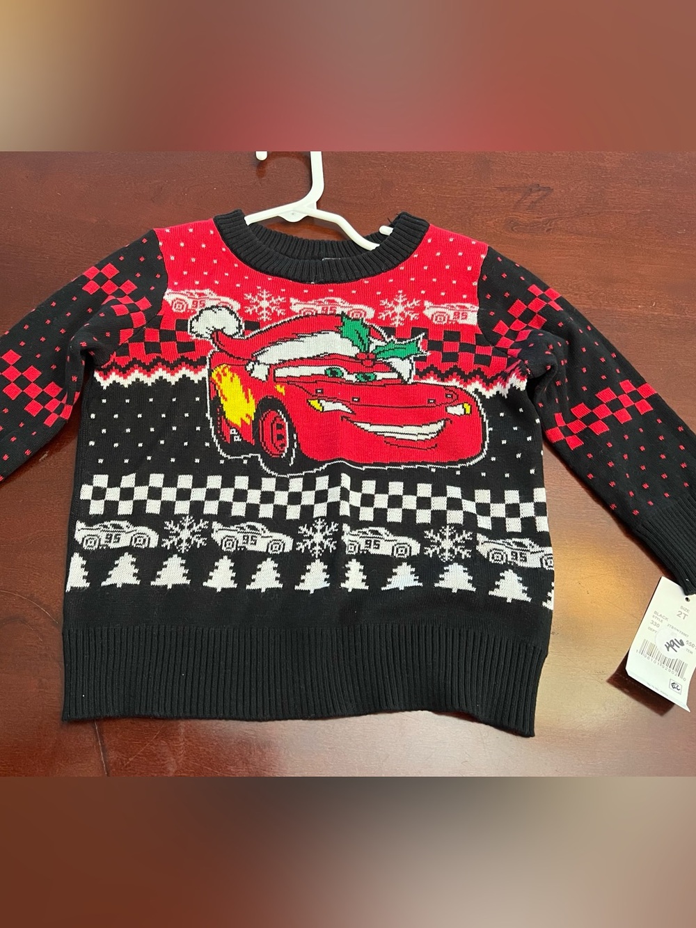 Disney Red and Black Lightning McQueen Holiday Sweater